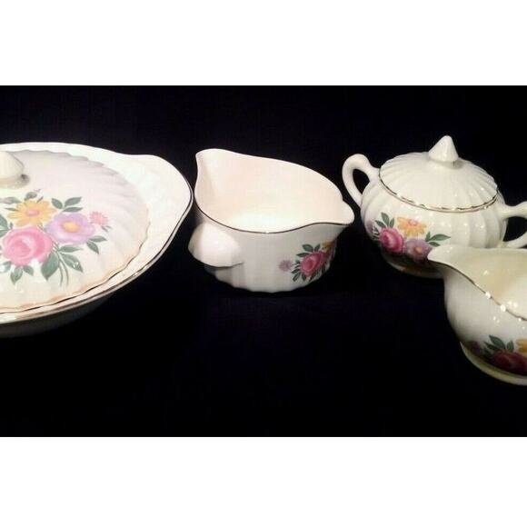 SALE 6 Pc 1940's WS GeorgeChina Serving Set in Romance White w Floral Gold Trim - Picture 8 of 12